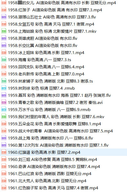中国百年电影彩色版102部国产老电影红色电影民国电影