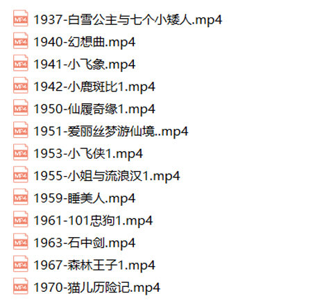迪士尼动画电影13部国语版白雪公主小飞侠小飞象动画片