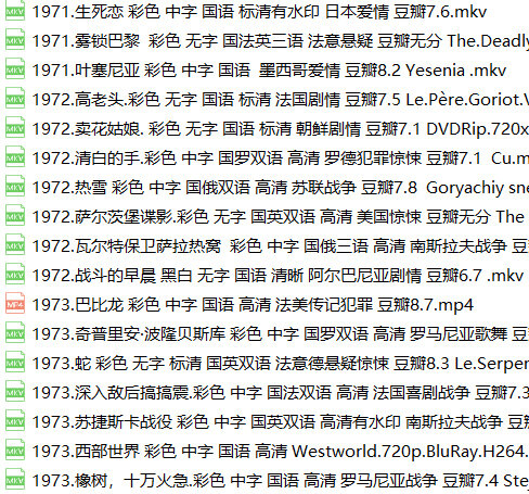 世界经典老电影151部国语配音版