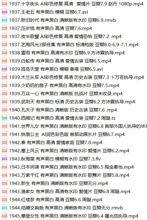 民国老电影108部阮玲玉周璇陶金胡蝶国产老片