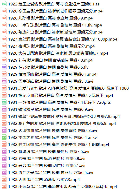 民国老电影108部阮玲玉周璇陶金胡蝶国产老片