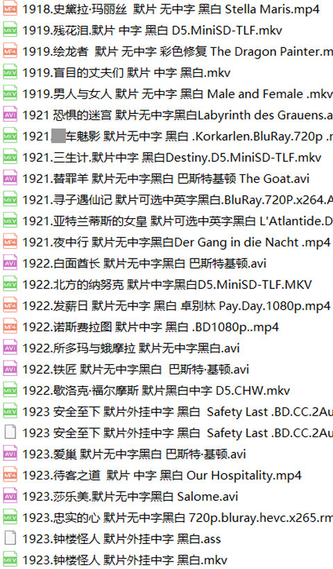 世界无声电影合集143部含中国默片