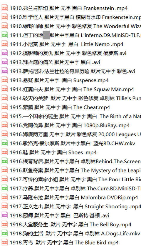 世界无声电影合集143部含中国默片