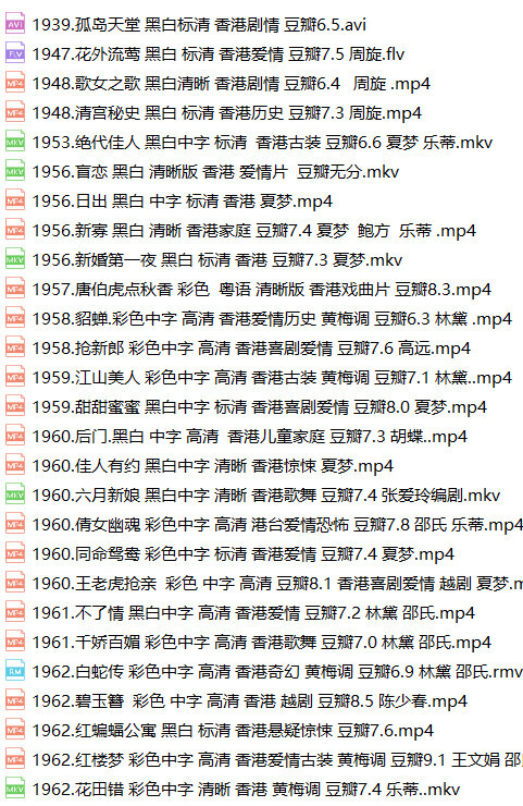 香港老电影260部经典港片周旋林黛乐蒂邵氏电影老片