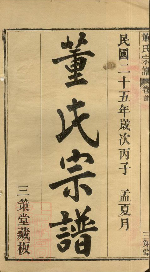 董氏家谱66本董氏族谱董家宗谱家训明清民国古籍