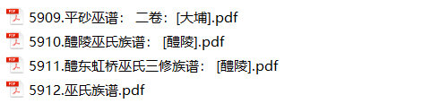 巫氏家谱4本巫家族谱巫氏宗谱巫氏家乘家训明清民国古籍