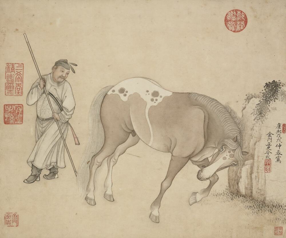 冷枚画马册