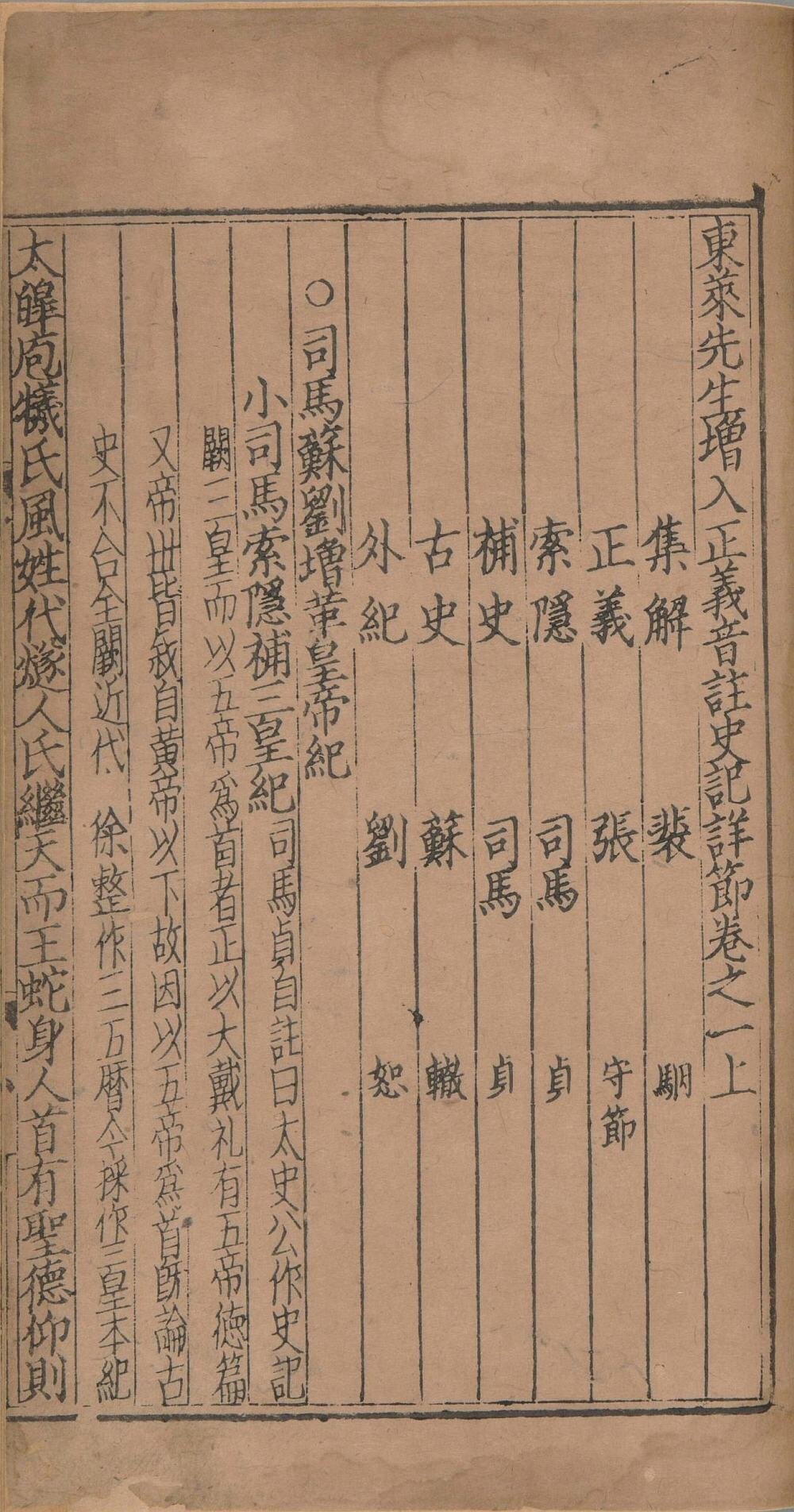 东莱先生增入正义音注史记详节