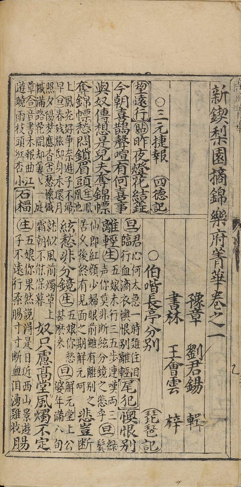 新锲梨园摘锦乐府菁华