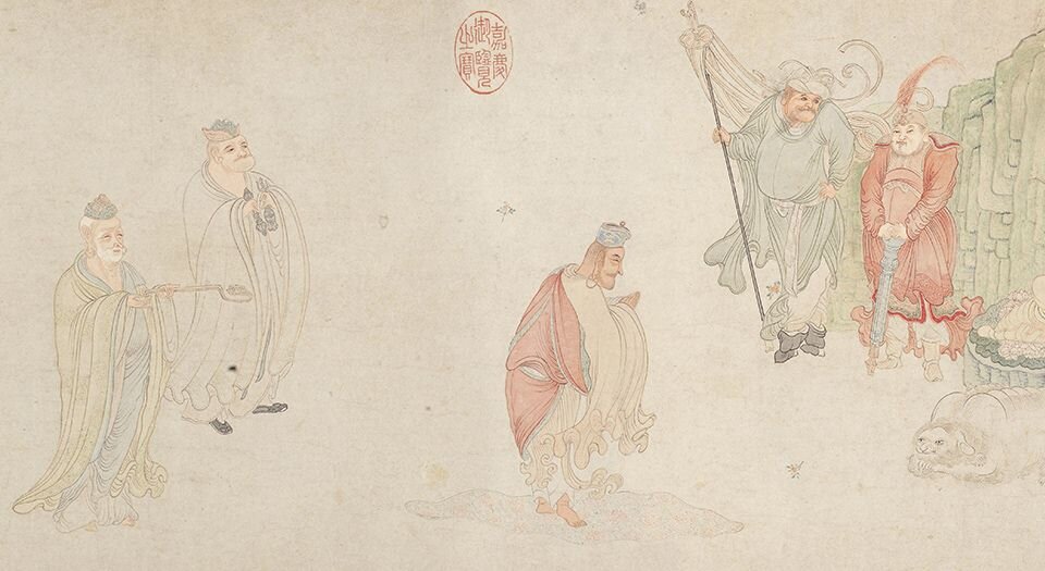 十六罗汉图卷.明.吴彬画.明万历十九年绘.51888X2827像素.大都会艺术博物馆藏