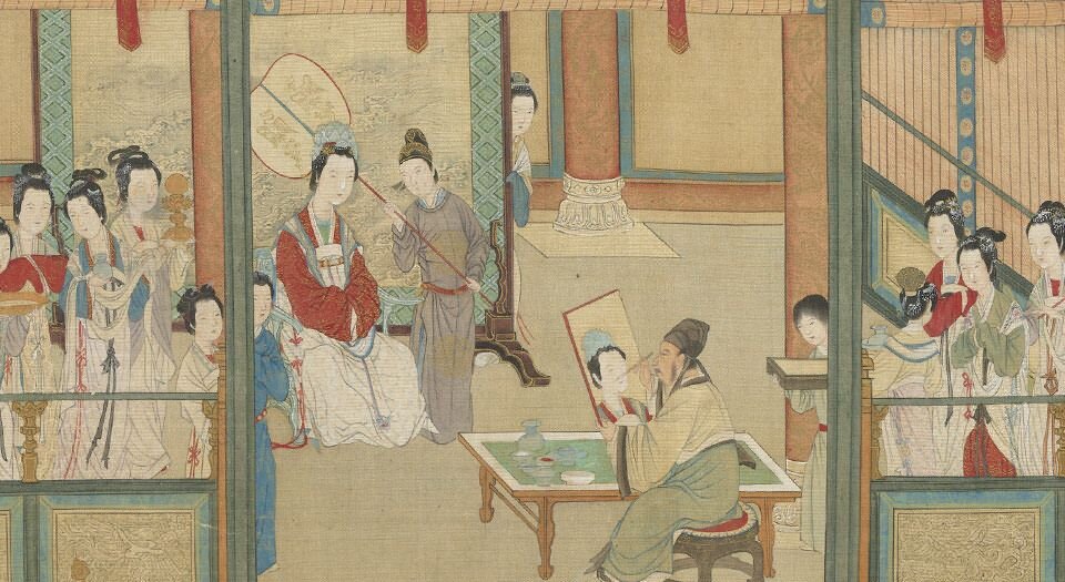 汉宫春晓图.明仇英画.绢本设色.附注释.39951X1923像素.台北故宫博物院藏