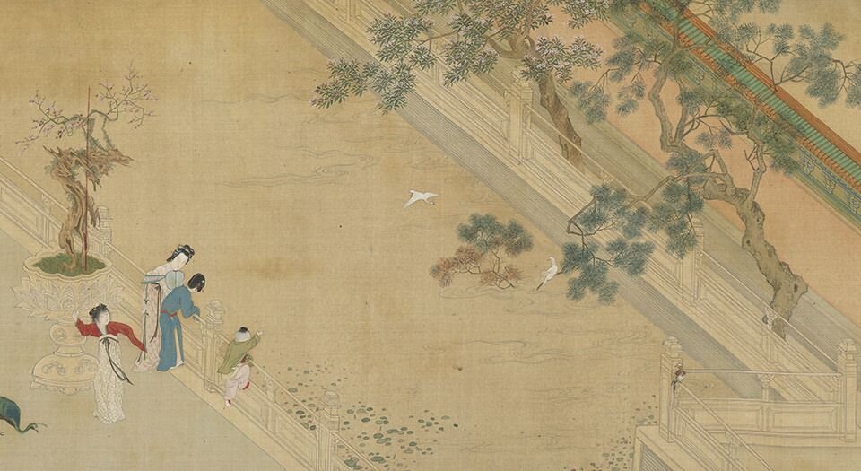 汉宫春晓图.明仇英画.绢本设色.附注释.39951X1923像素.台北故宫博物院藏