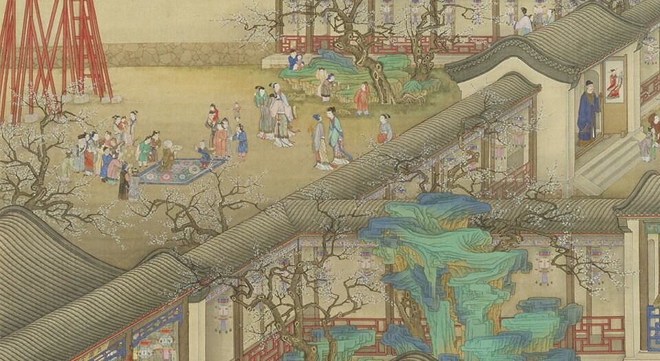 雍正十二月行乐图.轴.十二幅.绢本设色.北京故宫博物院藏