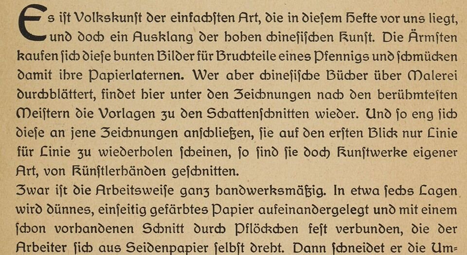 中国剪纸艺术.Chinesische Schattenschnitte.By Bernd Melchers.德文版.1921年
