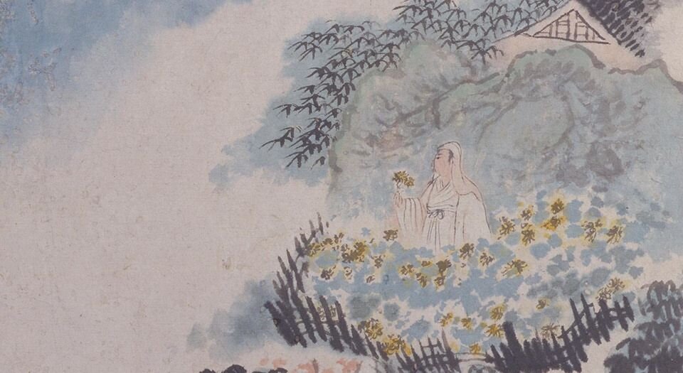 陶渊明诗意图册.十二帧.清石涛绘.王文治题.纸本设色.北京故宫博物院藏
