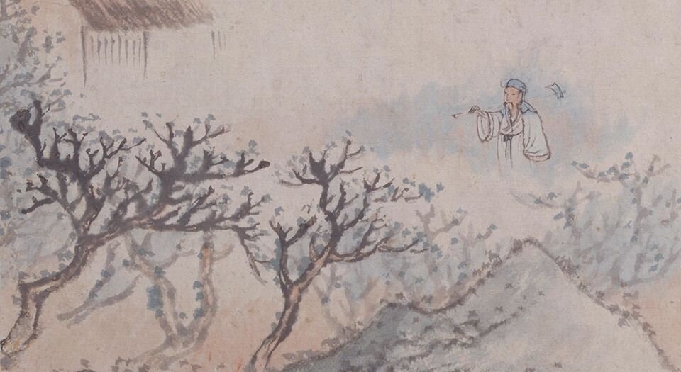 陶渊明诗意图册.十二帧.清石涛绘.王文治题.纸本设色.北京故宫博物院藏