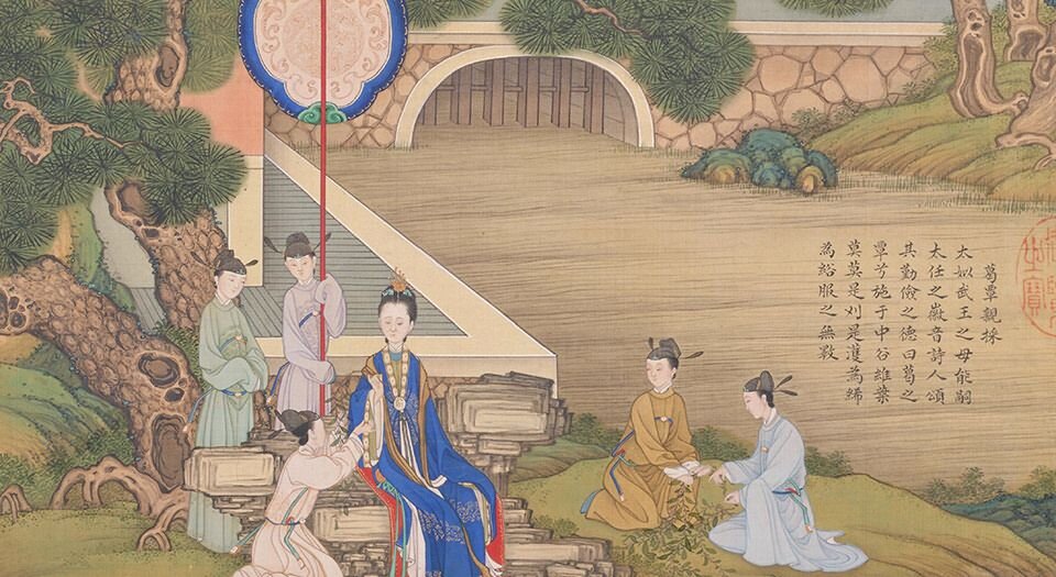 历朝贤后故事图.十二帧.清.焦秉贞绘.绢本设色.故宫博物院藏
