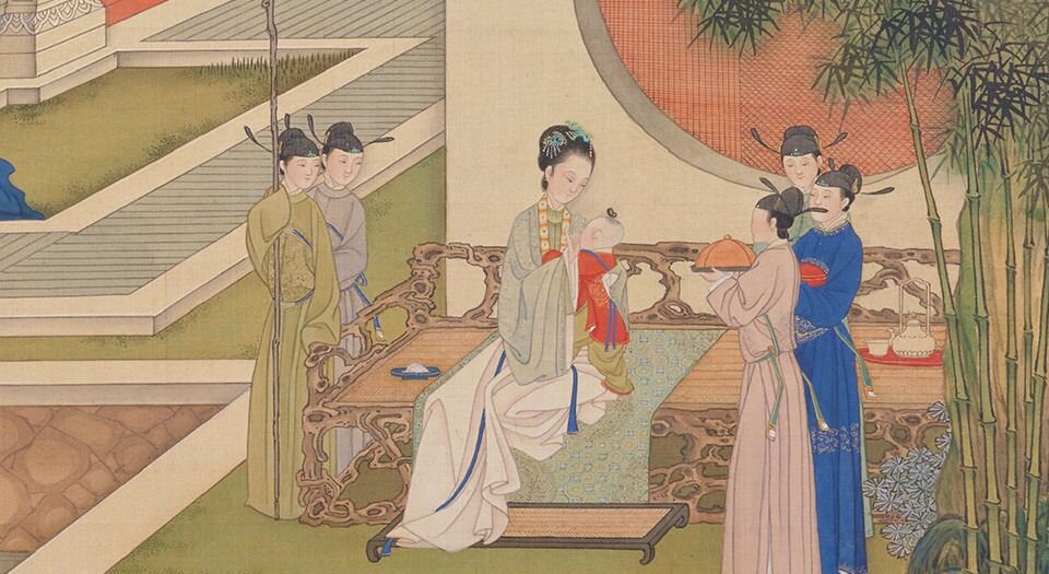 历朝贤后故事图.十二帧.清.焦秉贞绘.绢本设色.故宫博物院藏