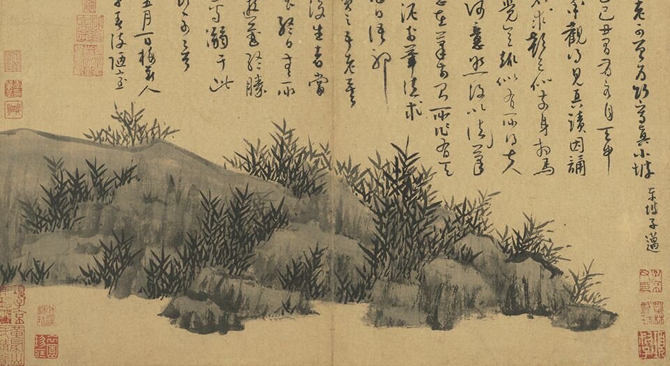 墨竹谱.二十二帧.元.吴镇画.台湾故宫博物院藏.元至正十年画册