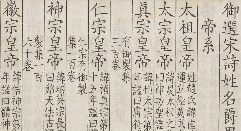 御选宋金元明四朝诗.三百零二卷.首二卷.姓名爵里十三卷(共三百十七卷)清.张豫章等奉敕纂选