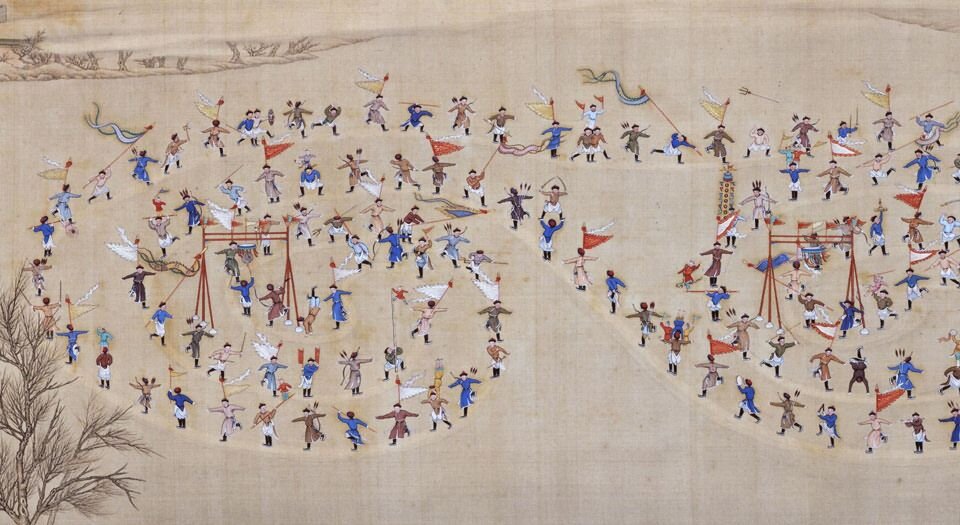 合画冰嬉图.清张为邦.姚文瀚合笔.57728×3514像素.故宫博物院藏卷