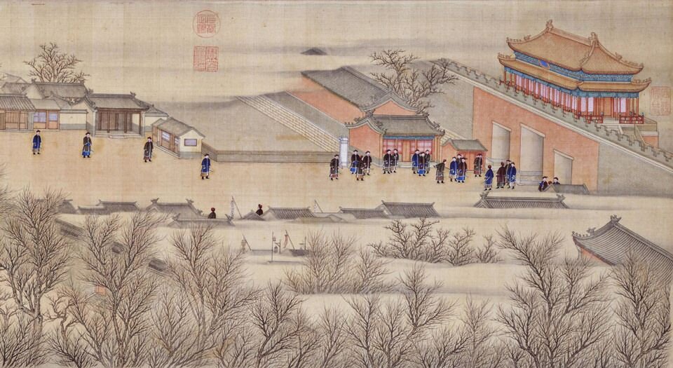 合画冰嬉图.清张为邦.姚文瀚合笔.57728×3514像素.故宫博物院藏卷