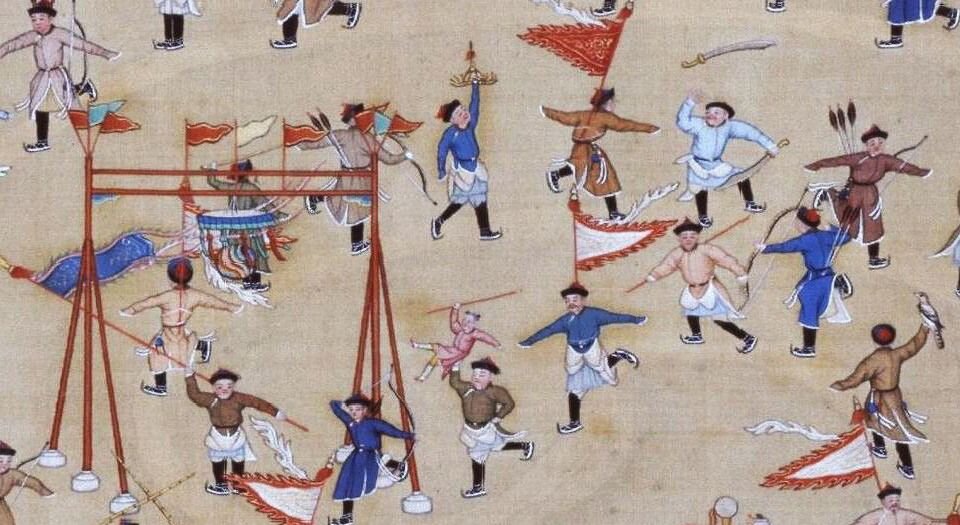 合画冰嬉图.清张为邦.姚文瀚合笔.57728×3514像素.故宫博物院藏卷