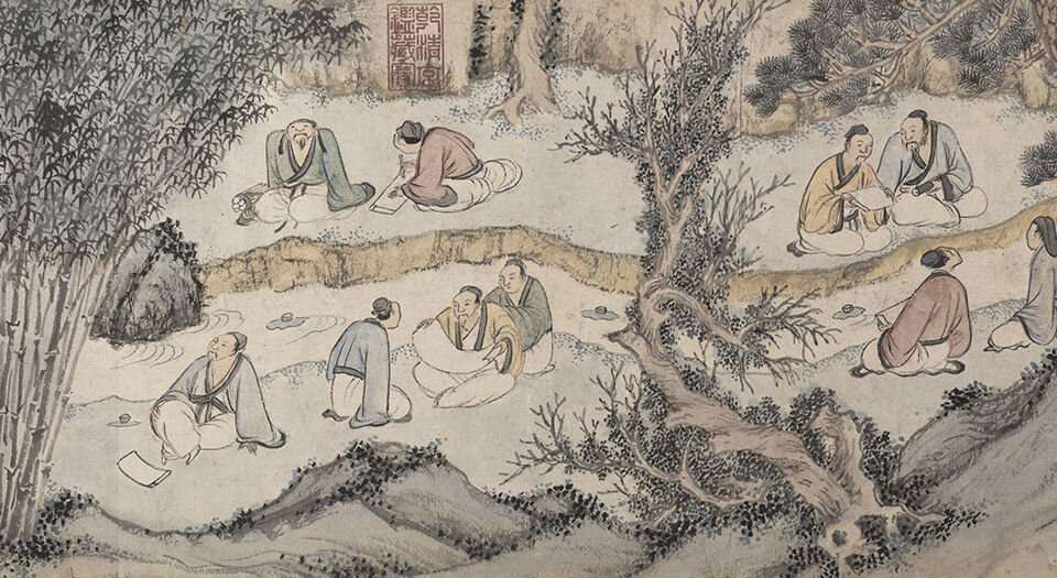 兰亭修禊图.明钱榖绘.73892X1714像素.美国大都会艺术博物馆藏