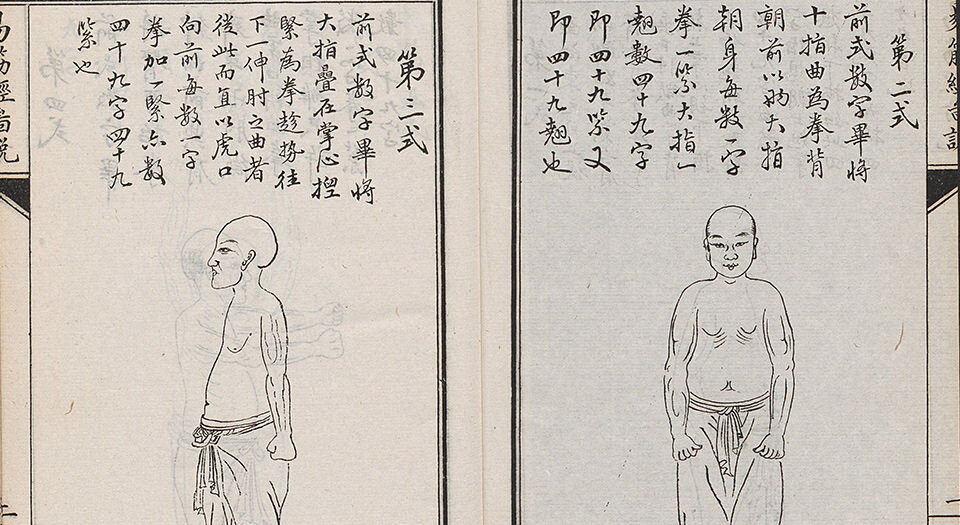 易筋经外经图说.附八段锦图.清梁世昌撰.清末上海同文书局石印本