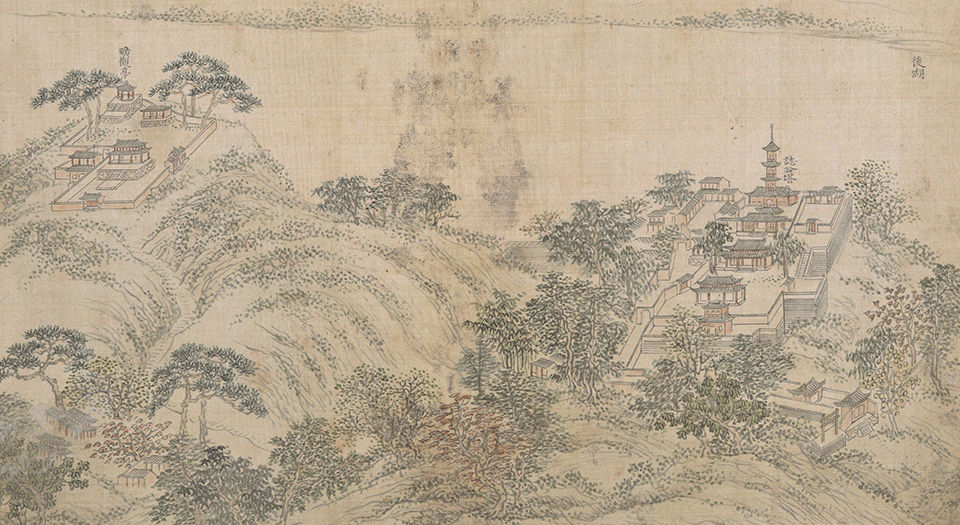 乾隆南巡驻跸图.23帧.清钱维城绘.清乾隆30年至45年绢本彩绘册页
