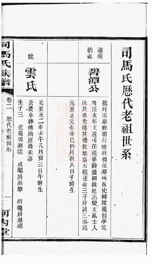 司马氏家谱2本司马氏族谱司马家宗谱家训明清民国古籍