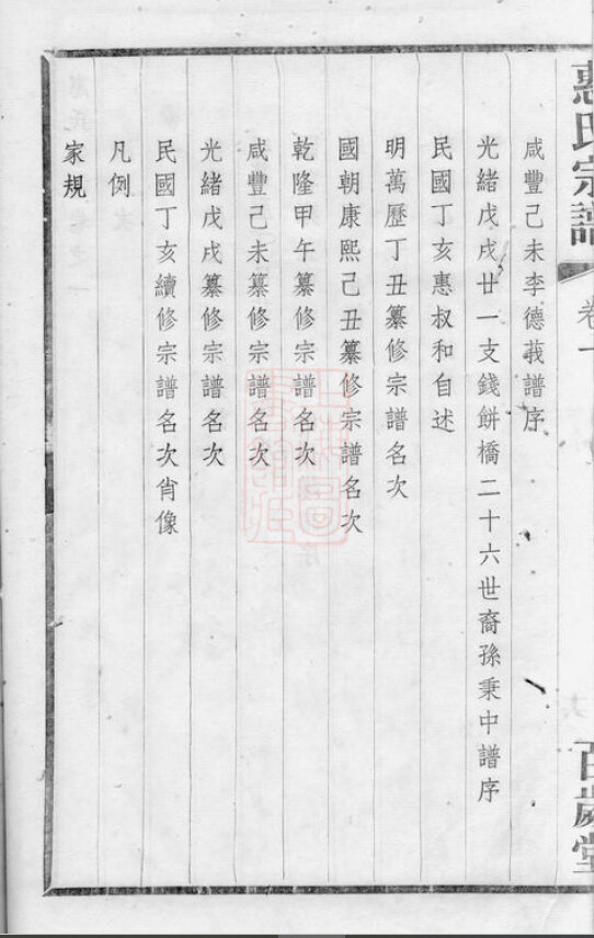 惠氏家谱1本惠氏族谱惠家宗谱家训明清民国古籍