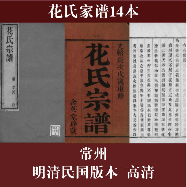 花氏家谱14本花氏族谱花家宗谱家训明清民国古籍