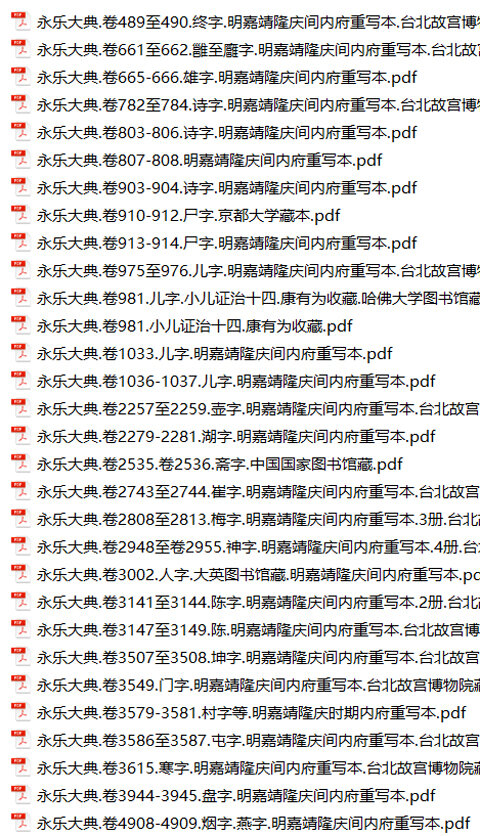 永乐大典 213册全球各大图书馆馆藏本高清典藏