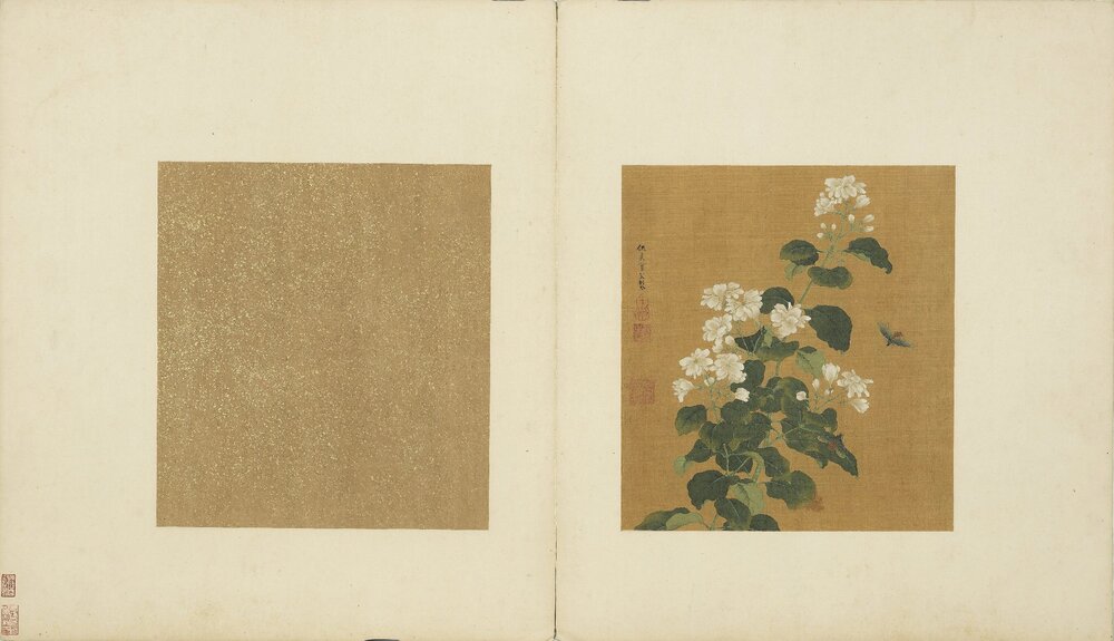 宋元名人花鸟合璧画册. 十二开. 绢本设色