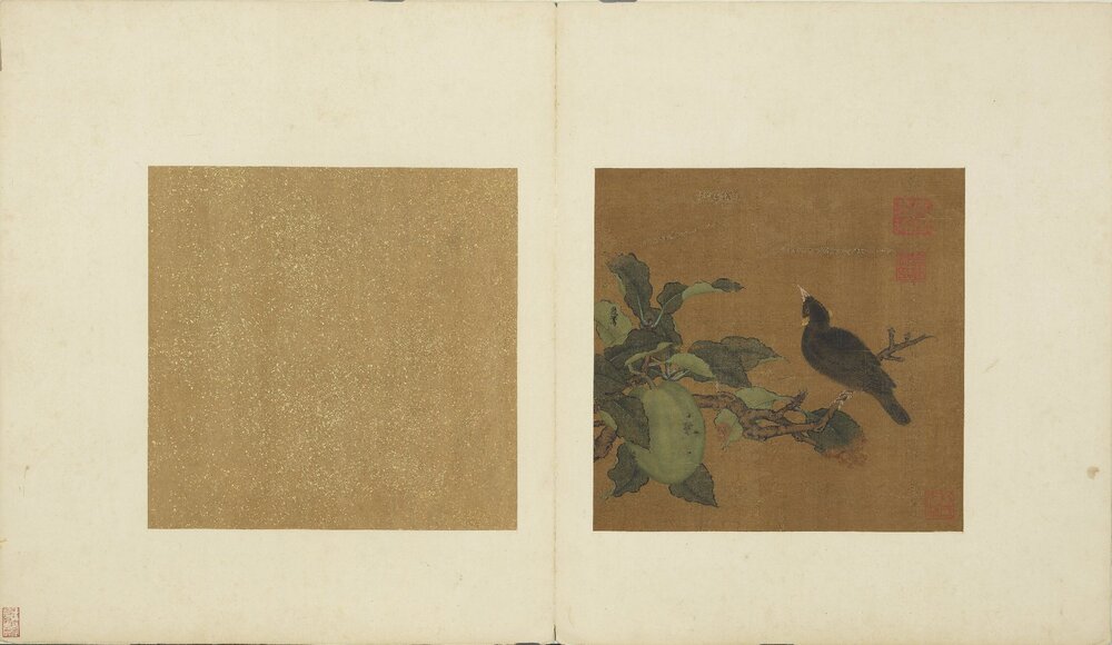 宋元名人花鸟合璧画册. 十二开. 绢本设色