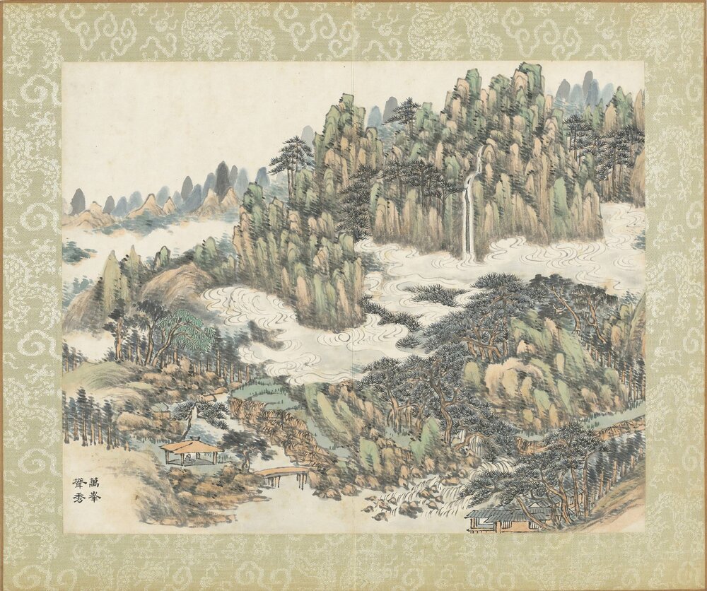 元春集万图册. 十二开. 清. 弘旿画. 纸本设色(25.2x31.1 厘米)