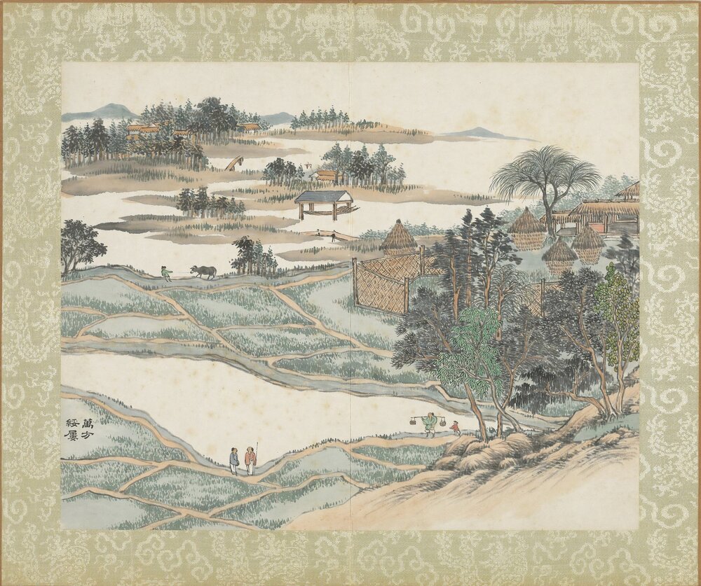 元春集万图册. 十二开. 清. 弘旿画. 纸本设色(25.2x31.1 厘米)