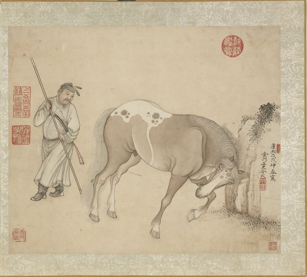 画马册. 八开. 清. 冷枚绘. 纸本设色(29.4x35.2 厘米)清康熙五十七年