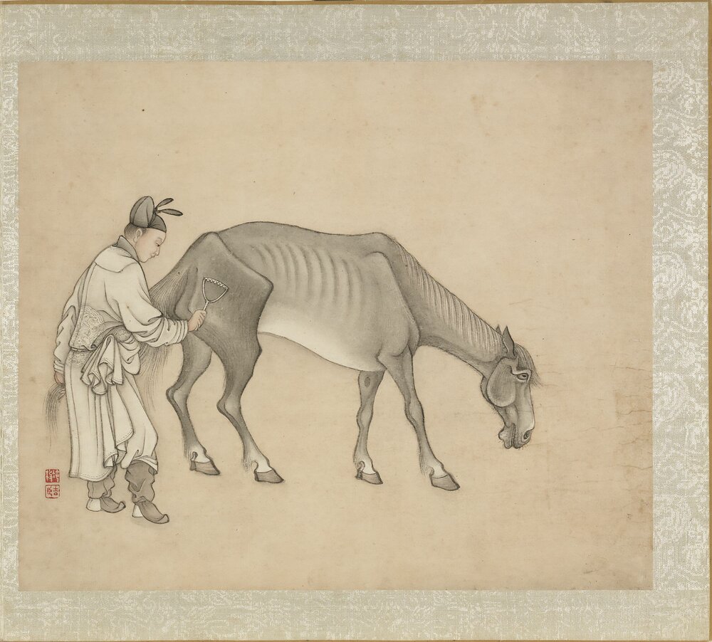 画马册. 八开. 清. 冷枚绘. 纸本设色(29.4x35.2 厘米)清康熙五十七年