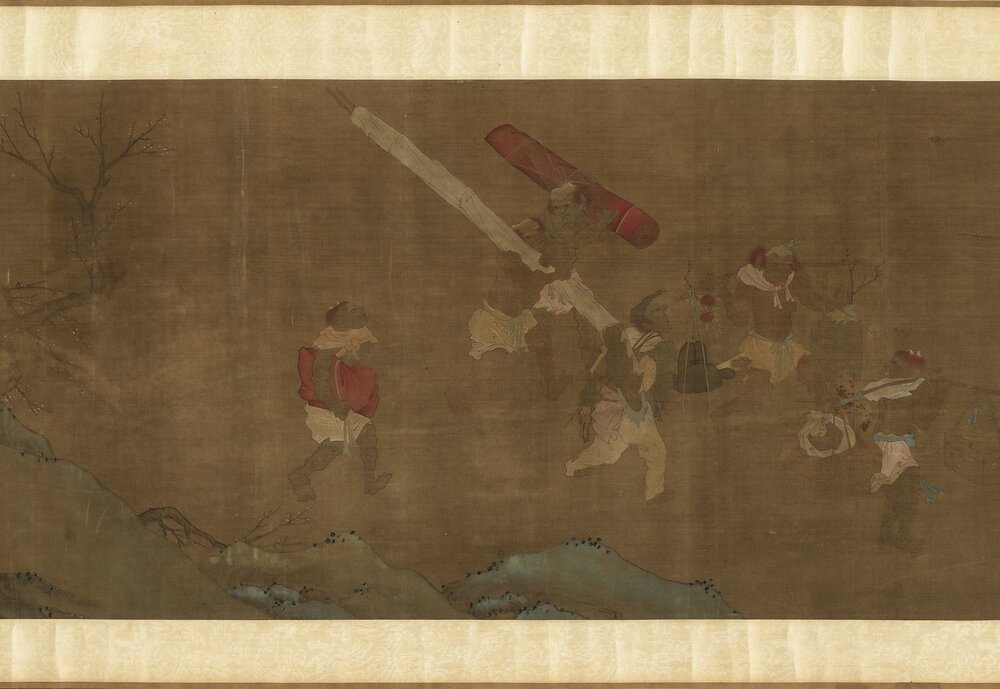 钟馗嫁妹图卷. 传宋. 苏汉臣. 绘. 绢本设色(28.1x463.8 厘米)