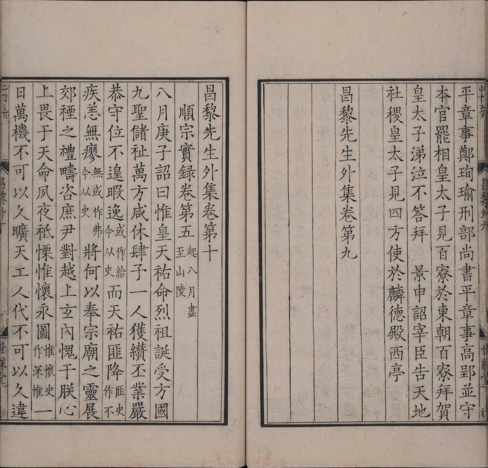 昌黎先生集. 四十卷. 外集十卷. 遗文一卷. 唐. 韩愈撰. 宋咸淳时期廖莹中世彩堂刊本