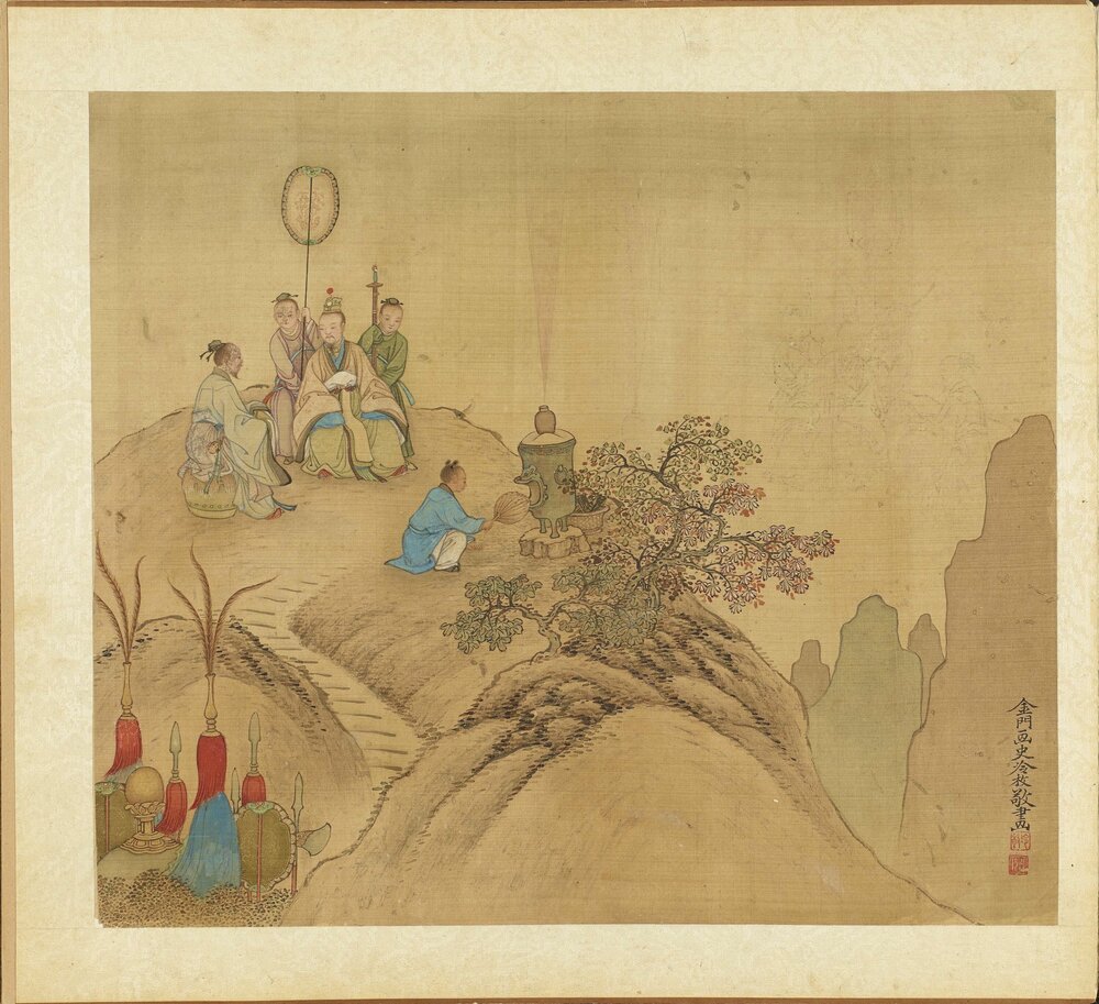 列仙图册. 十二开. 清. 冷枚绘. 绢本设色(38x42 厘米)大英博物馆藏