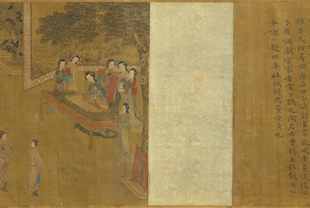 贤后事迹手卷. 元. 王振鹏. 画. 绢本设色(30.3x470.5 厘米)