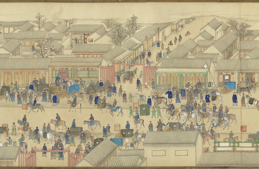 日月合璧五星联珠图卷. 清. 徐扬绘. 纸本设色(48.9x1342.6 厘米)清乾隆二十六年