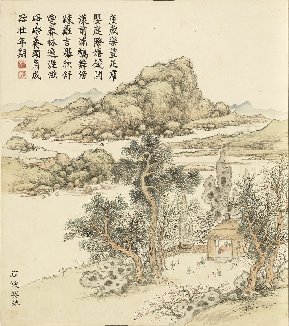 履端纪丽图册. 十二开. 清. 董诰画. 纸本设色(36.6x32.3 厘米)清嘉庆十一年