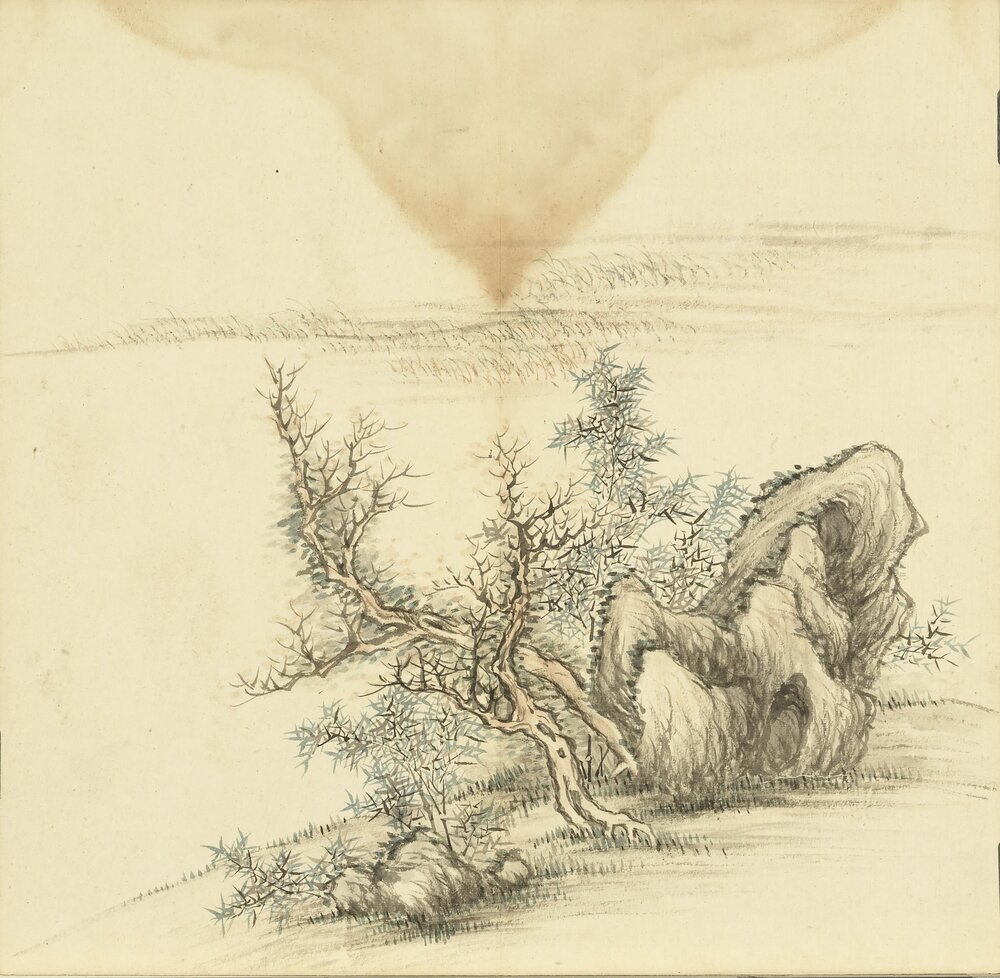 四时山水图册(春台积翠. 夏山溪桥. 秋宇澄空. 冬岩贞静)清. 胡桂绘. 纸本设色(30.9x31.7 厘米)