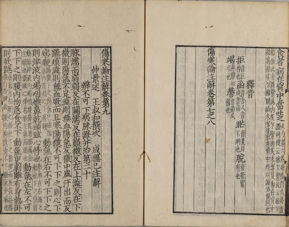 注解伤寒论. 十卷汉. 张仲景著. 晋. 王叔和撰次. 金. 成无己注. 日本天保六年(1835)跻寿馆覆元刊本