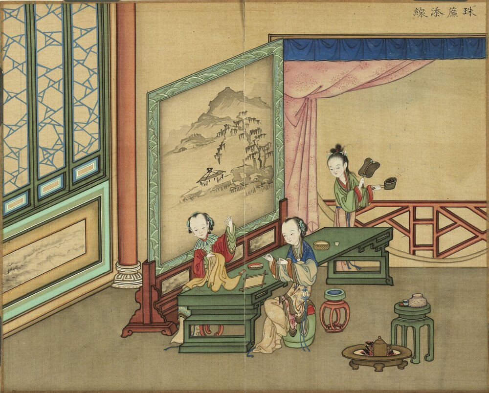 四时欢庆图册. 十二开. 清人绘. 绢本设色(18.5x23 厘米)
