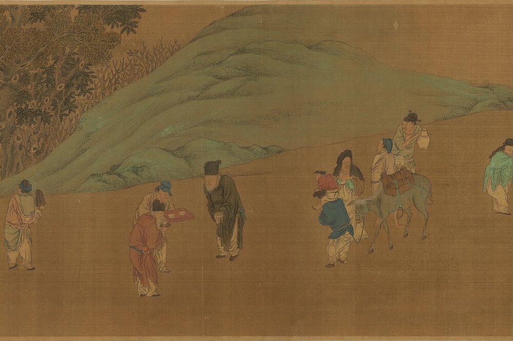 丰年民乐图(村社图)卷. 传宋. 李嵩绘. 绢本设色(30x160.8 厘米)